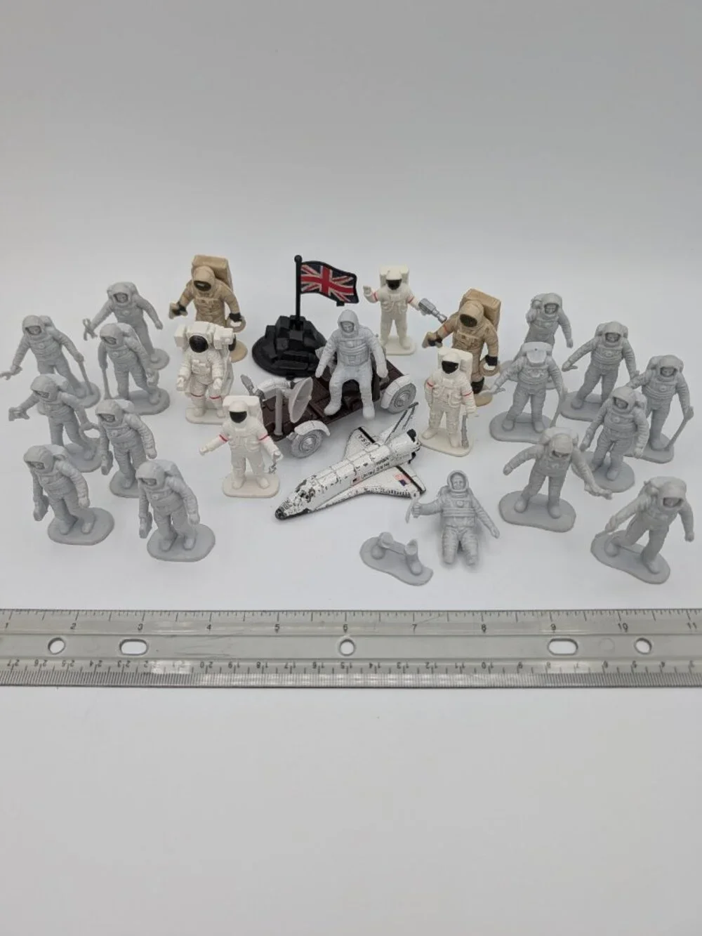 Vintage Astronaut Figures Space Shuttle Moon Rover Toy Soldiers Miniature Lot